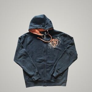 Chicago Bears Hoodie Sweatshirt Mens Medium Gray NFL Football Full Zip Pro Line